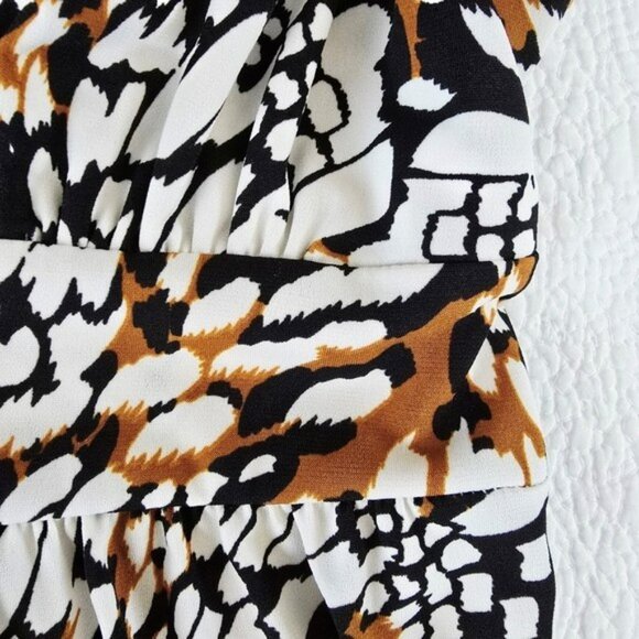 Veronica M. Women's Mini Dress Size Large Brown Black Sleeveless V-Neck Stretch - Picture 5 of 13